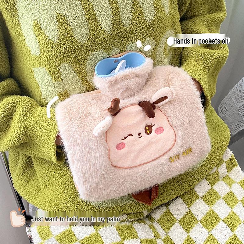 Adorable Cartoon Plush Hot Water Bottle: Removable, Washable, Double Hand Warmer