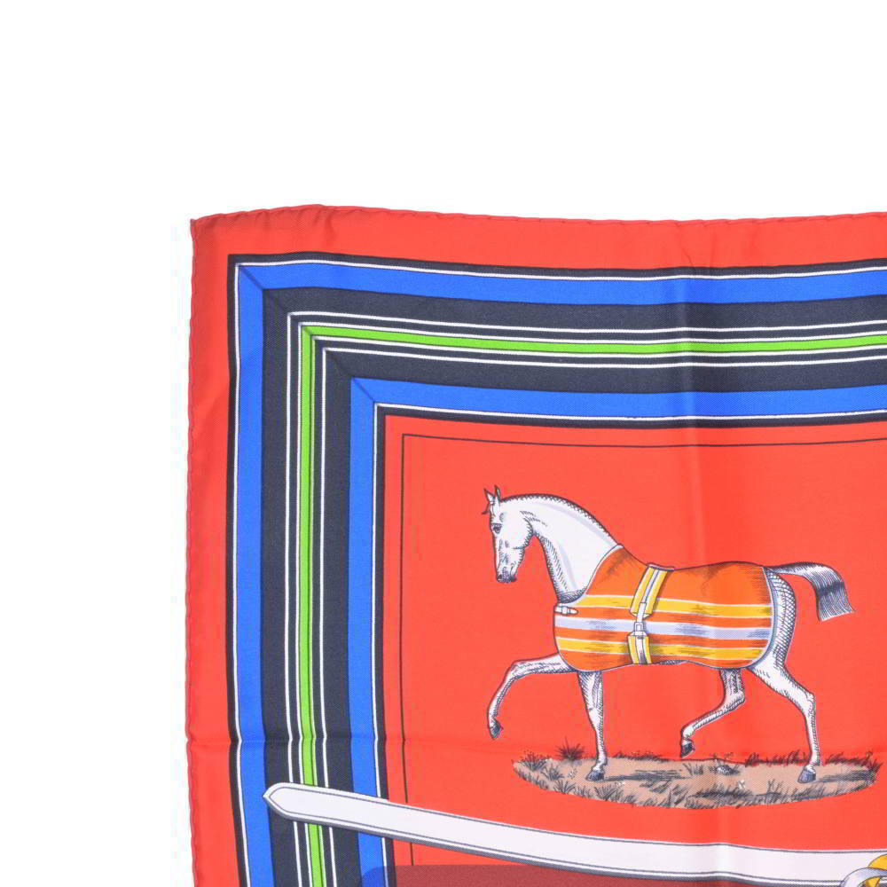 [USED]HERMES Couvertures et Tenues de Jour Horse Blanket Carre 90 Silk Scarf 90 Red Hermes KL4SP2KB36