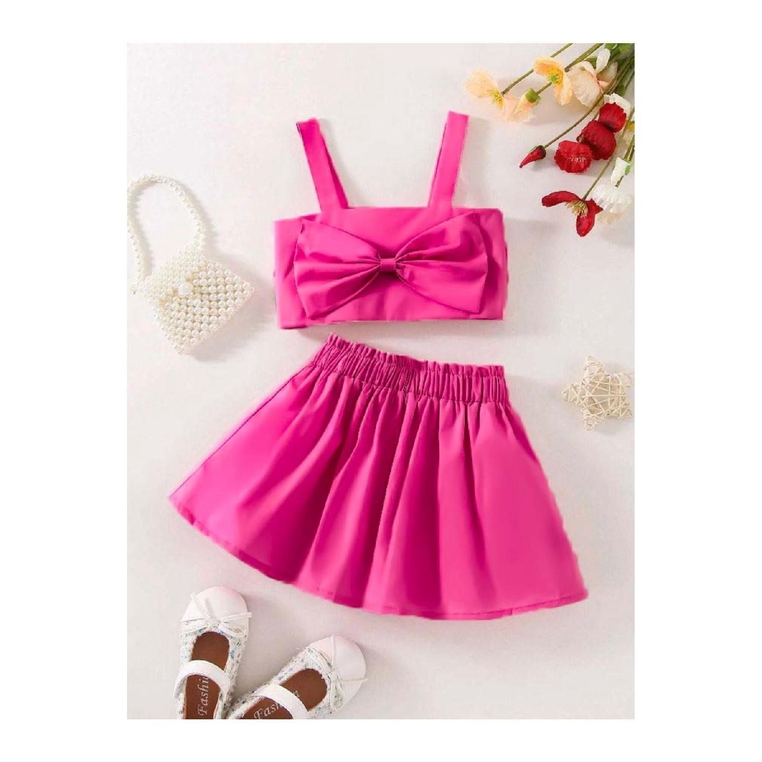 

Girl s Bow Top And Pleated Skirt Set 5-6 Yaş жовтий