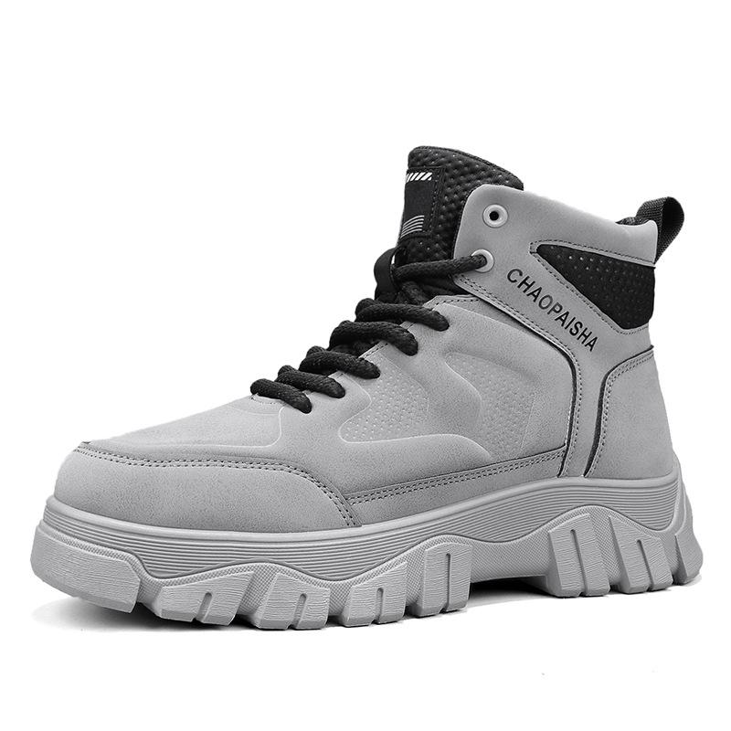 Men's shoes autumn and winter 2024 new men's high-top retro tooling casual height increase wear-resistant locomotive Martin boots tide