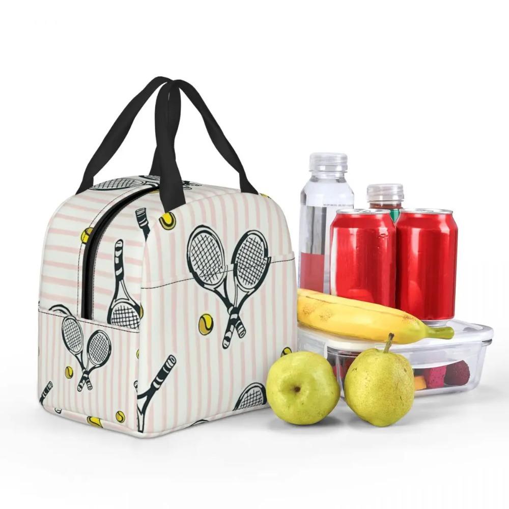 Vibrant Baseball And Tennis Pattern Insulated Lunch Bag for Women Children Portable Food Boxes Thermal Lunch Box Tote