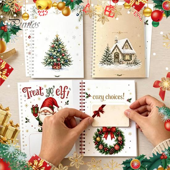 Gift Card Organizer Holder Christmas Book, 8x6 Inch Spiral Bound Holiday Keepsake Booklet, Festival Storage Book Merry Greeting Album for Xmas