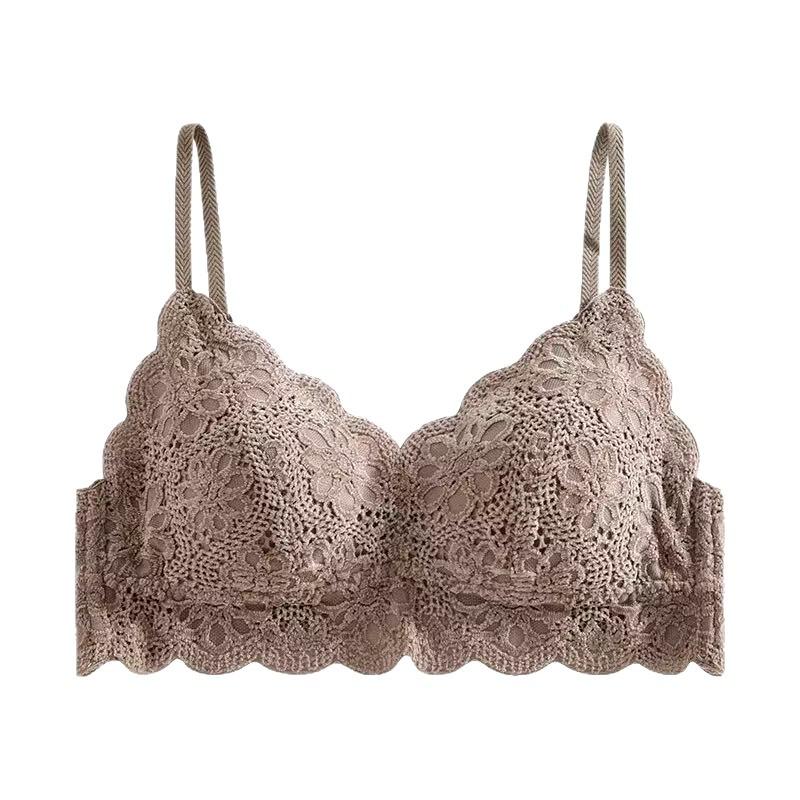 Spring and Summer New Lace French Women's Bra, No Empty Cup, No Steel Ring, Sexy Back Inside