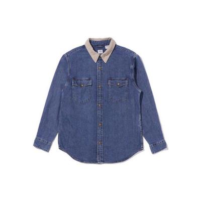 Levis Fw22 Einfarbiges Casual Polo Langarmhemd Herrenhemden Blau A1919-0006