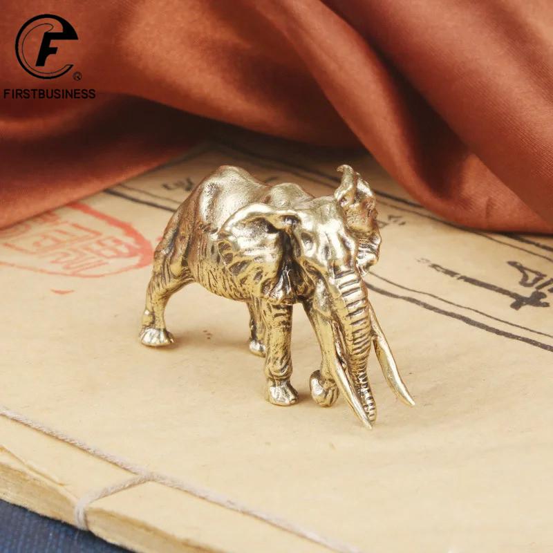 Vintager Brass Mammoth Figurines Animal Miniatures Crafts Desktop Ornaments Desk Living Room Home Decoration Accessories
