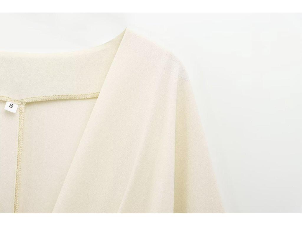 2025 Spring Women's European & American Style Pleated V-Neck Top