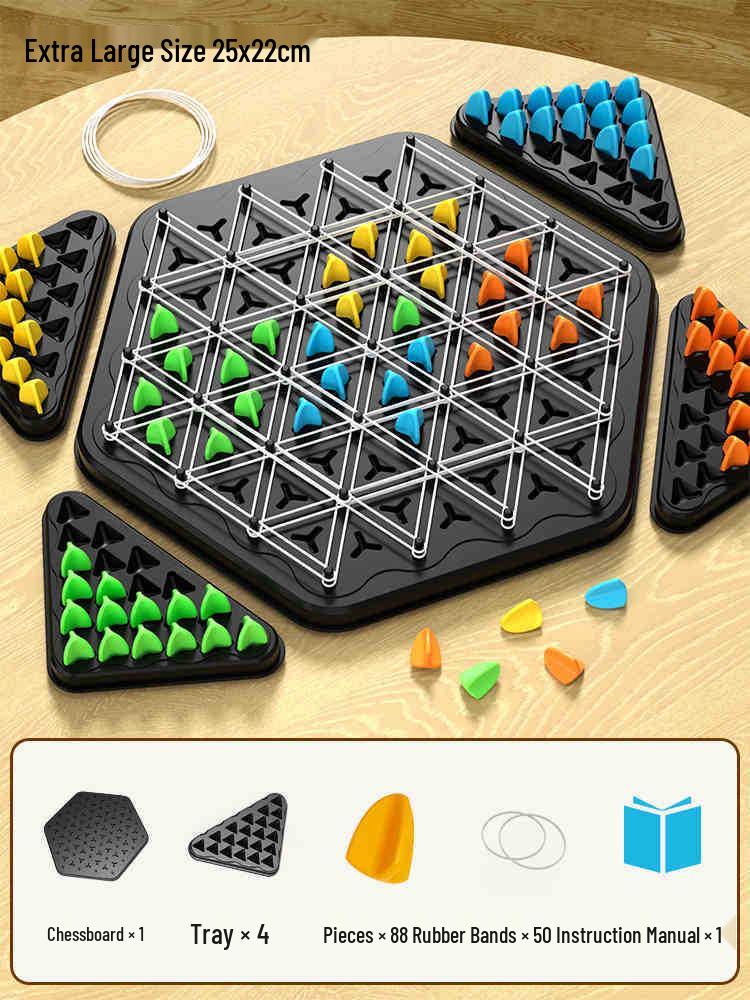 

Triangle Chess Educational Board: Parent-Child Interactive Rubber Band Toy for Developing Strategic Thinking in Kids