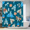 Colorful Butterfly Blue Floral Shower Curtain for Bathroom Decor Waterproof Anti-Mildew Fabric