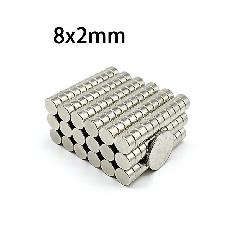 Powerful 8x2mm  Magnets, Reliable Round Disc Magnets with Nickel Plating for Crafts, Science Projects