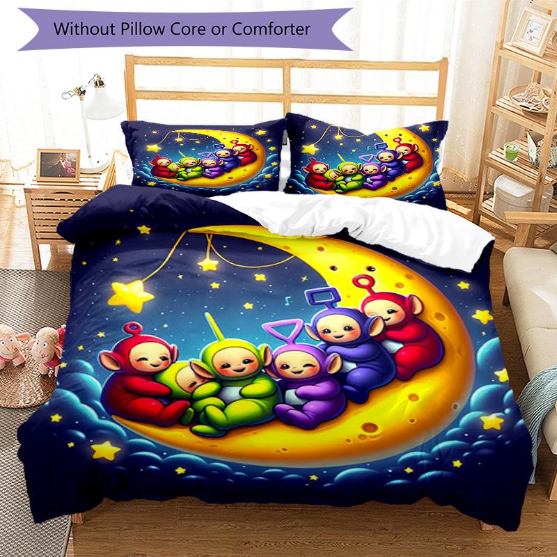 Teletubbies Moonlit Adventure 3‑Piece Bedding Set,Soft Duvet Cover with 34 Pillowcases,Multi‑Scene Home Dorm Use,Ideal Gift for Birthday & Holiday