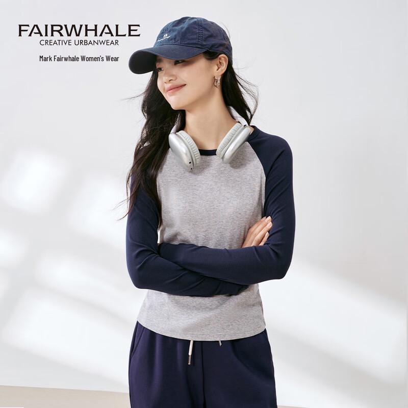 Mark Fairwhale Women's Slim Fit Colorblock Long Sleeve T-Shirt