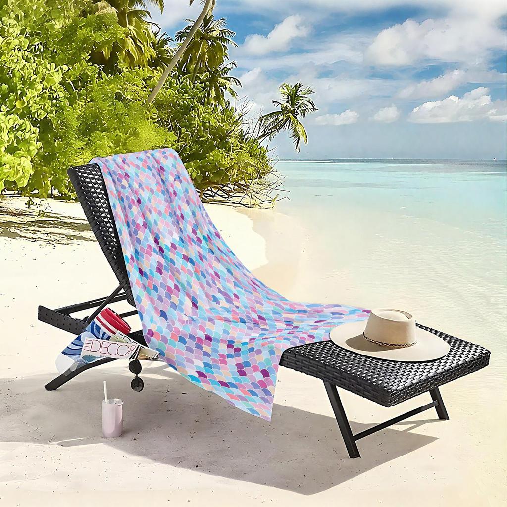 1pc Colorful Mermaid Scale Pattern Design 2D Printed Microfiber Beach Towel, quick dry super absorbent. Great for beach, pool