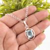 Oval Natural Sky Blue Topaz 925 Sterling Silver Sisters Gift Handmade Pendant PP-6-6