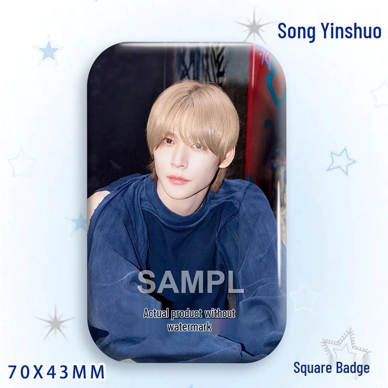 Stone Song Bajiji Laser Square Badge: Star Idol Brooch Pendant