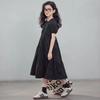 Summer Princess White Black Dress Boat Neckline Short Sleeve Backless Kids Children Teens 5-12 Years