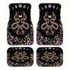 2/4Pcs Witchcraft Snake And Moon Phases Print Design Carpet Car Floor Mats For Auto Van Truck SUV-4 Pieces Front & Rear Full Set