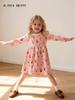 European & American Christmas Tree Print Autumn Dress - Long Sleeve, Round Neck, Knitted Cotton for Girls