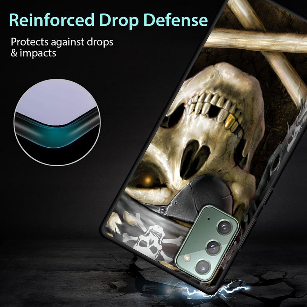 Retro Skull Butterfly Case for Samsung Galaxy Note 20 Ultra 10 Lite 9 8 A53 A52 S23 S22 S21 S20 Plus Silicone Black Phone Cover