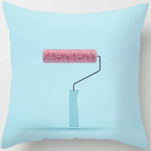 Peach Skin Pillowcase Home Decor  Candy Color Macaron Print Car Sofa Pillow Cushion Cover