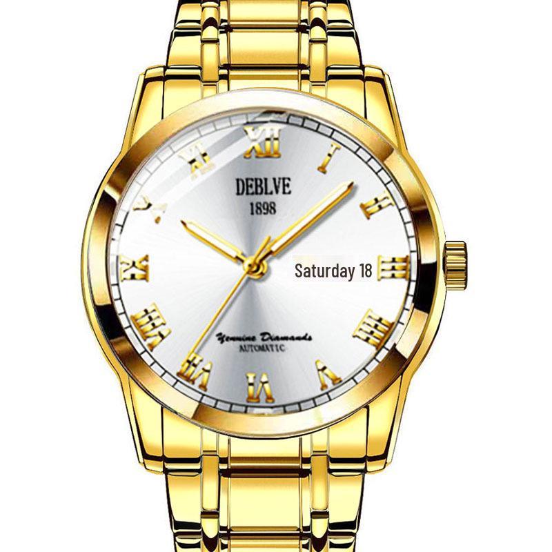 Stylish Men's Dual Calendar Quartz Watch with Luminous Waterproof Steel Band