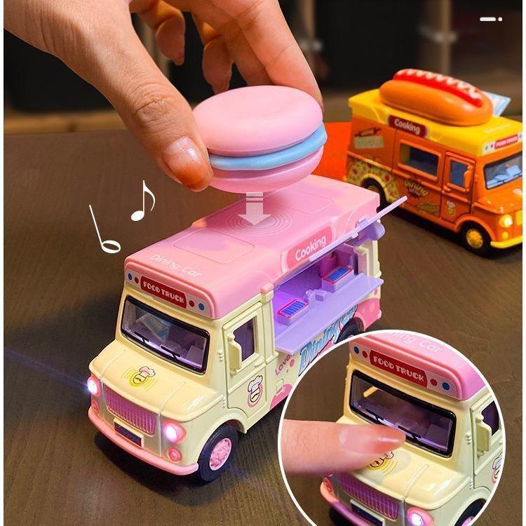 Children's Pull-Back Alloy Toy Bus with Ice Cream, Popsicle, Hamburger, & Kitchen Music