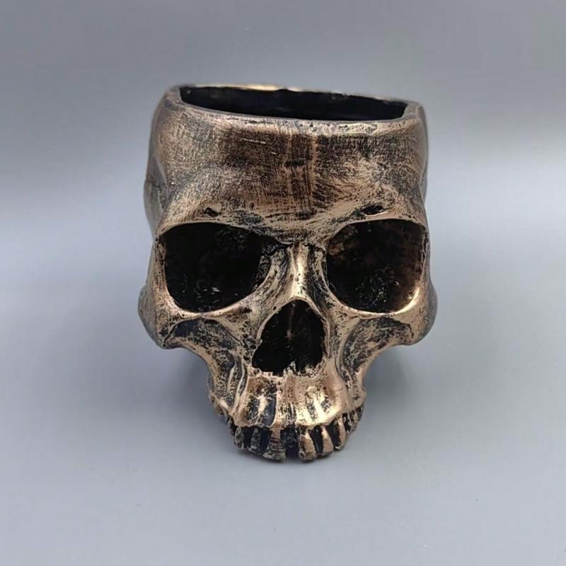 1pc Abstract Skull Flower Pot, Flower Vase Creative Horror Sculpture, Customized Vase, Skull Art Resin Vase Desktop Home Decoration