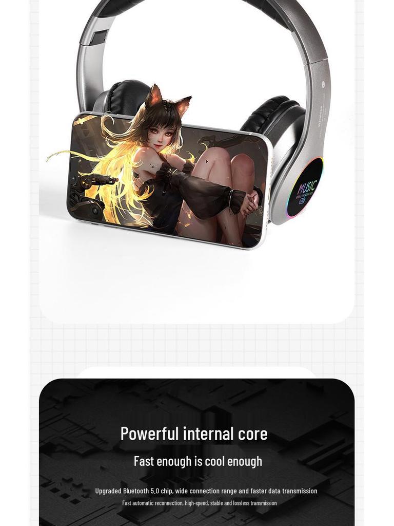 VJ033 Foldable Wireless Bluetooth Headset with LED & Card Slot for Sports