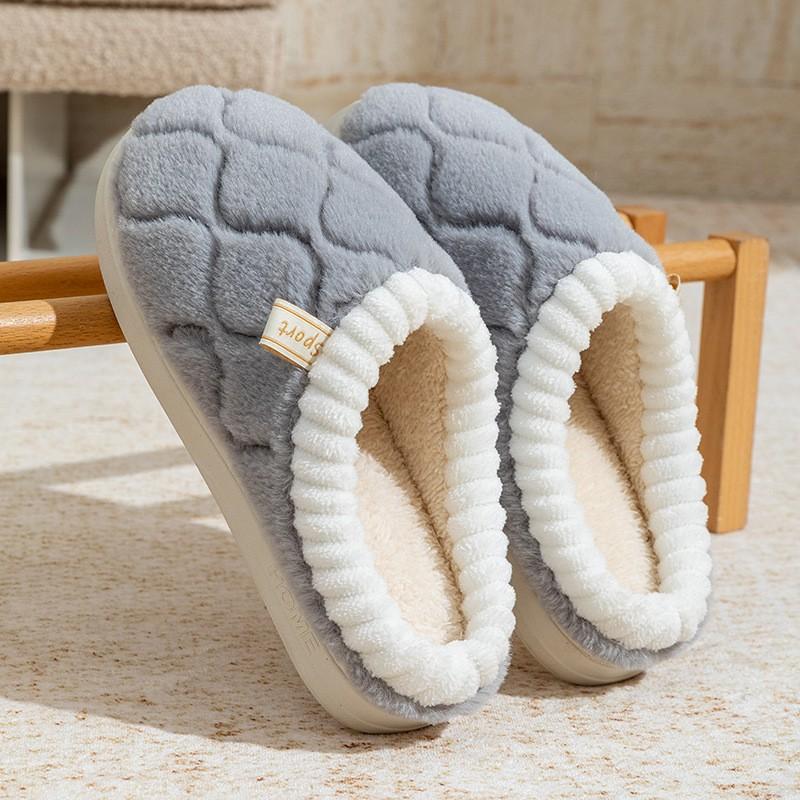 Fashion Men Warm Slippers House Women Furry Slides Autumn Winter Concise Couples Fluffy Slipper Bedroom Non-Slip Flats Soft Plush Shoes