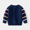 Children's Clothing Boys' Christmas Reindeer Pullover Sweater Autumn and Winter Kidsren's Striped Sleeve Knitwear Baby Star Sweater