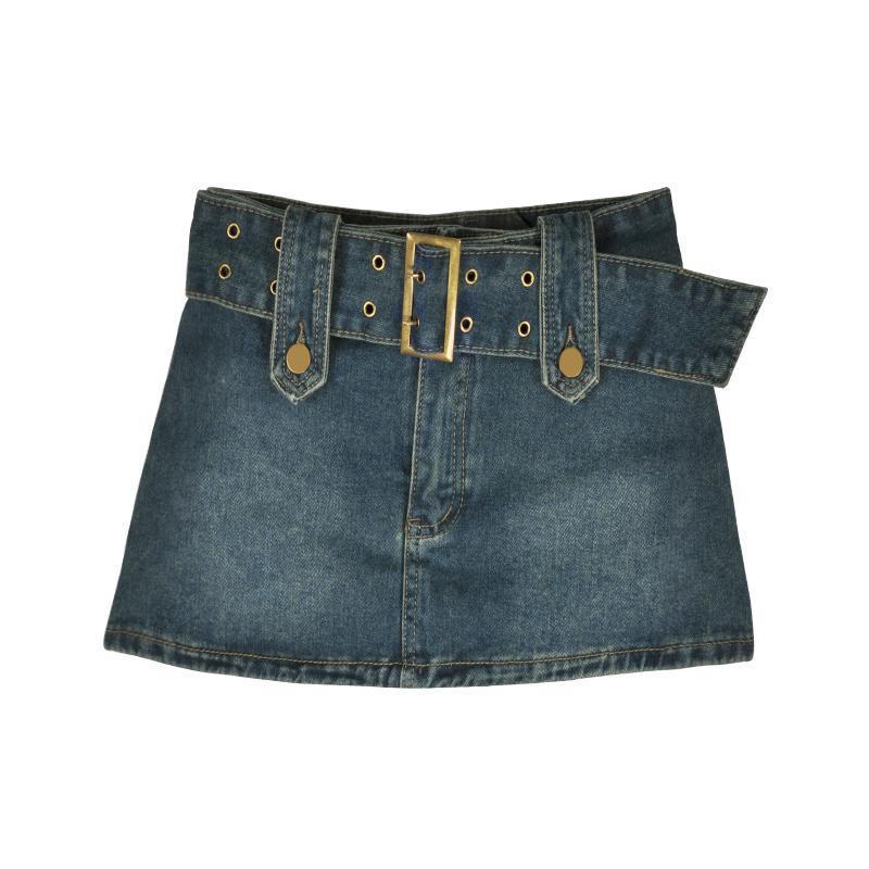 Retro High-Waist Denim Skort - Women s Hong Kong Style Slimming Summer Skirt 2026 S
