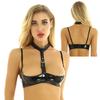 Dámské sexy podprsenky Spodní prádlo Mokrý vzhled Lakovaná kůže Spodní prádlo Bralette Halter Neck Polička Podprsenka Top