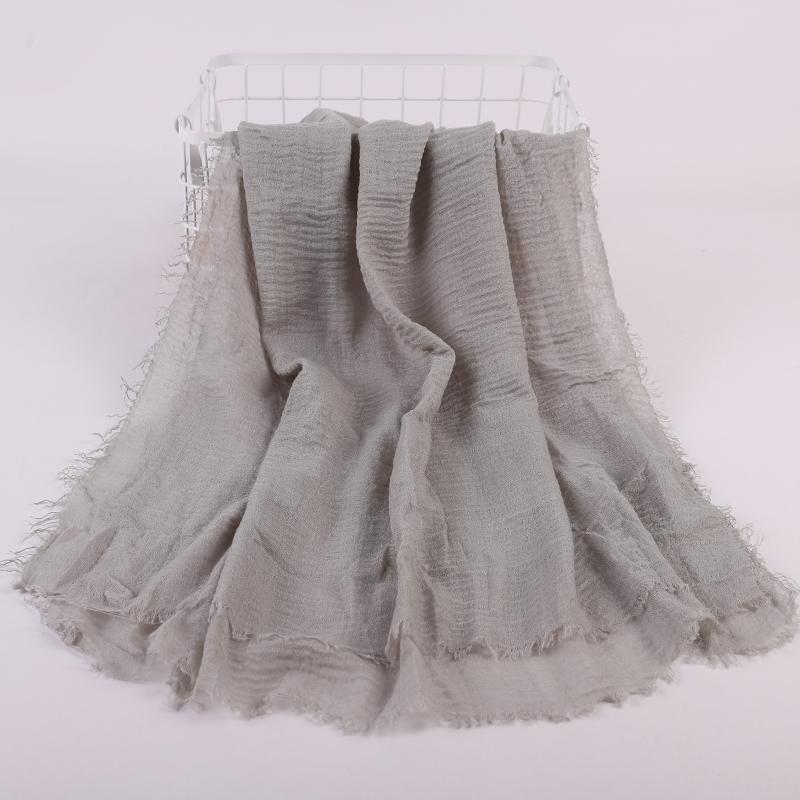 Ramadan Cotton Crinkle Headband Veil Scarves Women Solid Color  Head Wraps Long Scarves Turban Headband Muslim Fashion Headscarf