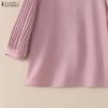 ZANZEA Women Square Collar Solid Color Loose Casual 3/4 Sleeve Blouse