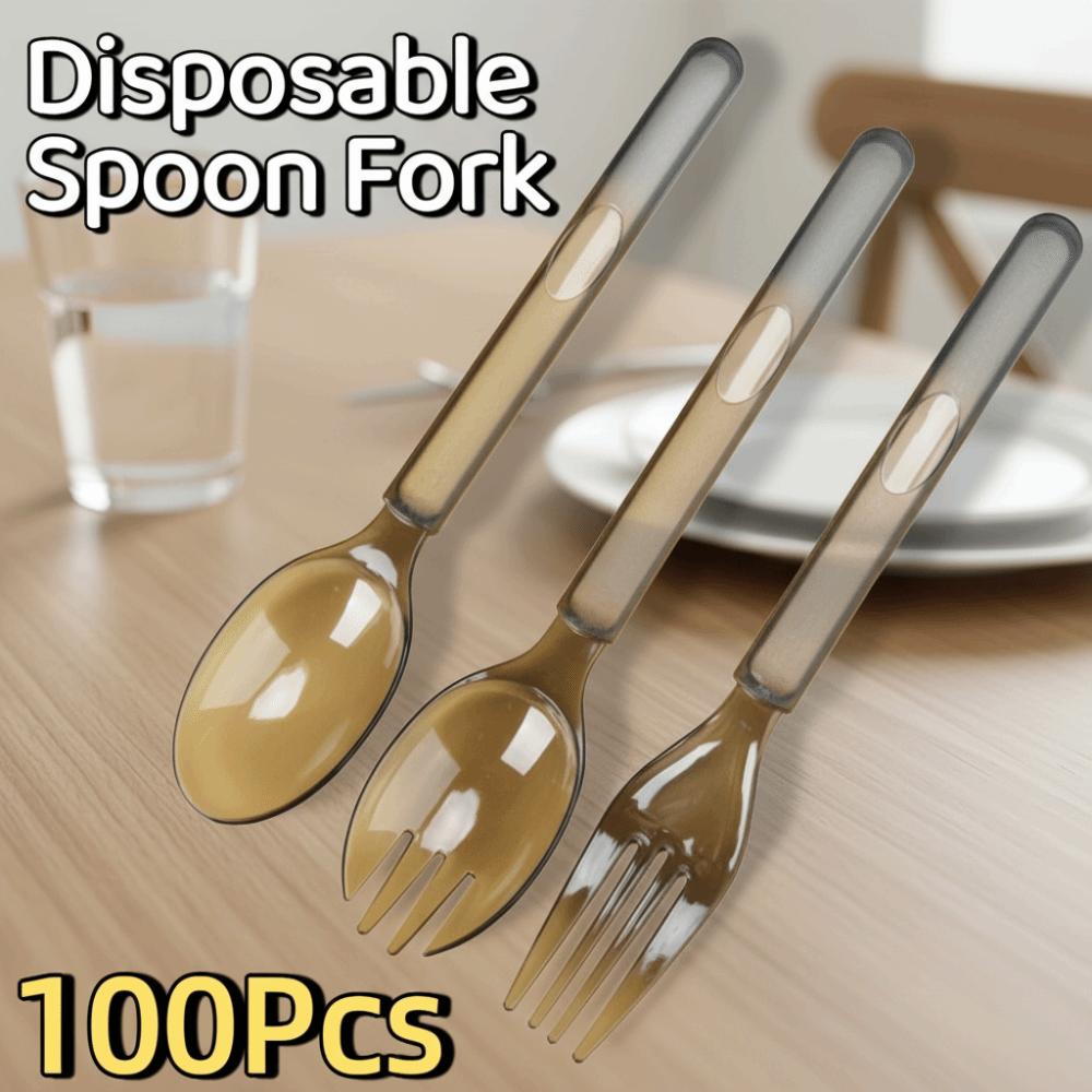 100Pcs Eco-Friendly Ice Cream Spoons Transparent Plastic Spoon  Outdoor Camping