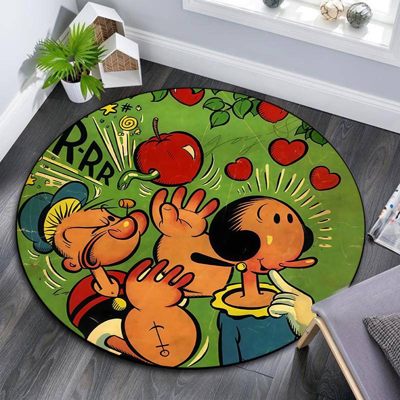 Popeye the Sailor3 Round Area Rug,Carpet Rug for Living Room Bedroom Sofa Playroom Decor,Non-slip Floor Mat
