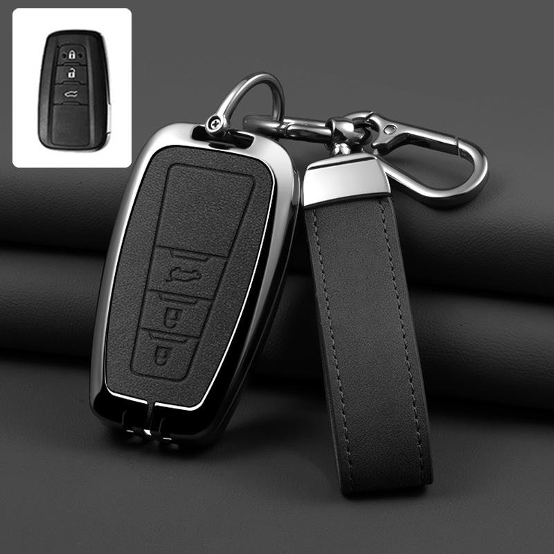 Zinc Alloy Leather Car Key Cover Housing Key Fob For Toyota Prius Camry Corolla C-Hr Chr Rav4 Land Cruiser Prado Key Fob