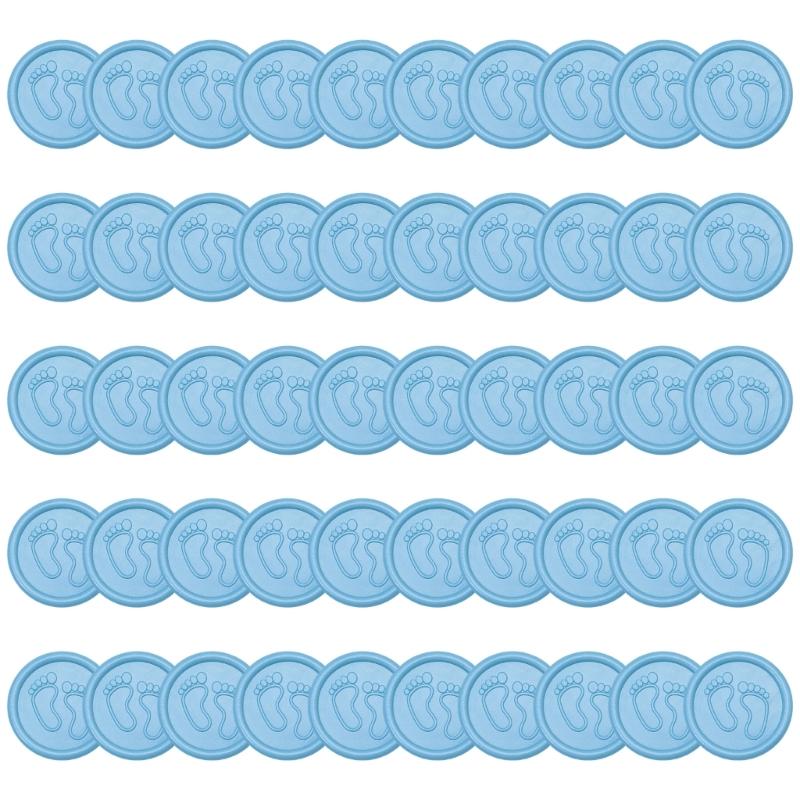 652F Pack of 50 Pearls Pink Wax Seal Sticker with Infant Footprint Easy Application