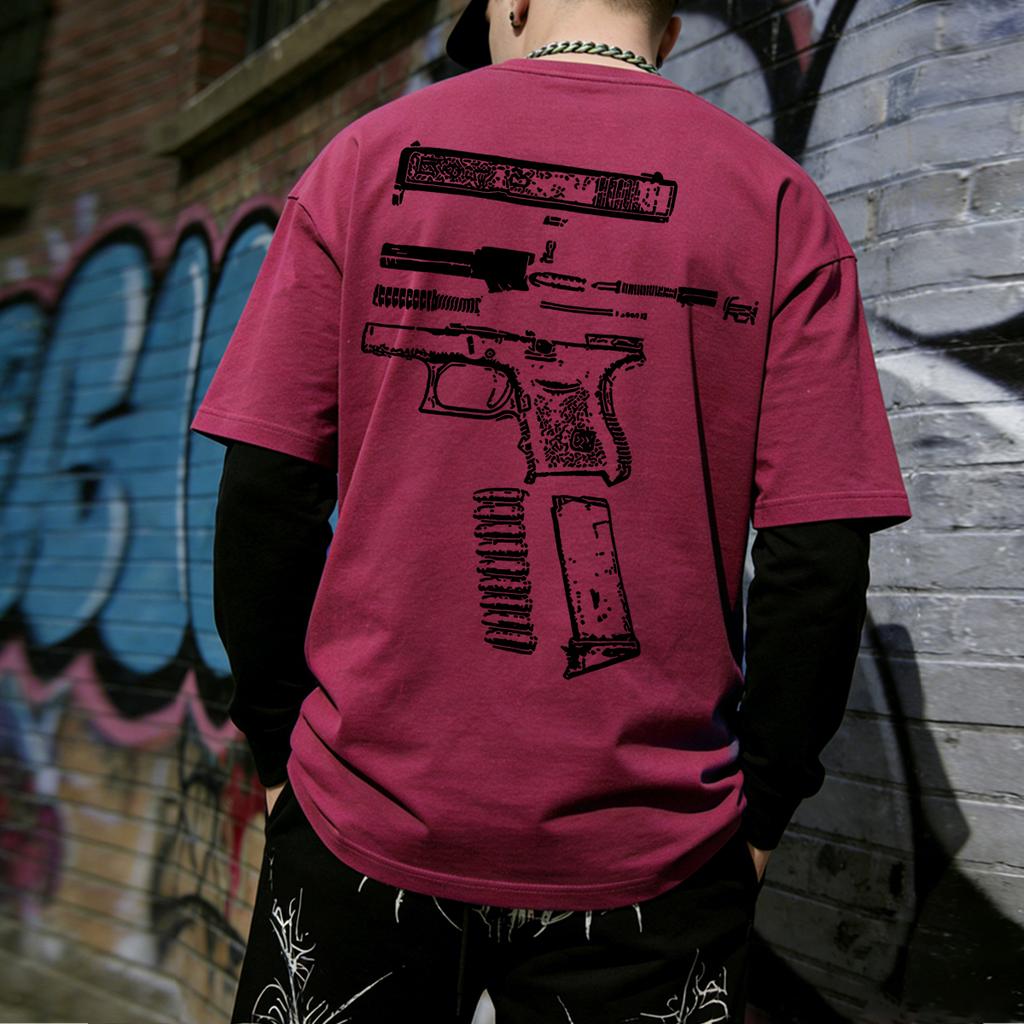 Men's Streetwear Fake Two-piece Double-sided Print T-shirt
