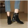 Fashion 2024 Hot Sale Women's Shoes Ankle Women's Boots Fashion Belt Buckle Office and Career New Back Zip Square Toe Shoes for Women
