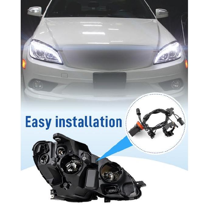 Headlight Wiring Harness LH RH Fit for Mercedes-Benz W204 C230 C250 C280 C300 C350 2008 2009 2010 2011, Replace 2048208761 2048208861 2048200761