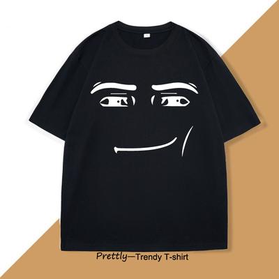 Koszulka z memem twarzy Roblox dla mężczyzn i kobiet, casualowa bawełniana koszulka z krótkim rękawem, luźne topy z krótkim rękawem, Harajuku Y2k, oversize'owe topy, T-shirt