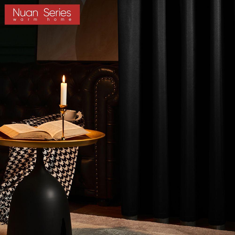 1PC Nuan Series 100% Blackout Versatile Solid Color Insulated Thick Curtains for Bedroom Living Room Balcony Window Home Decor