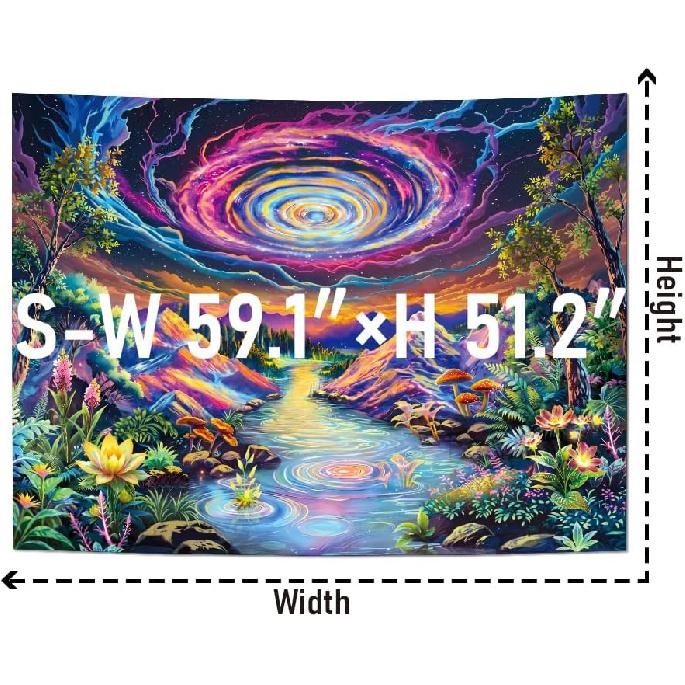 Leofanger Blacklight Galaxy Space Tapestry Colorful Starry Sky Tapestry UV Reactive Neon Plant Floral Wall Tapestries Trippy Mountain Tapestries Wall
