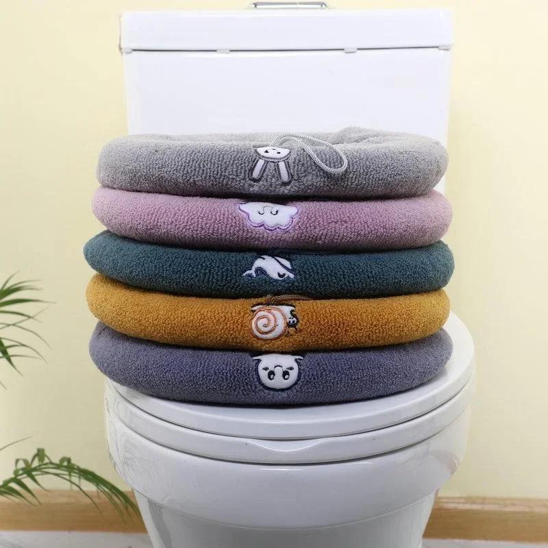 Thicker Bathroom Toilet Seat Cover Pads - Soft Warmer Toilet Seat Cushion Cover Stretchable Washable Cloth