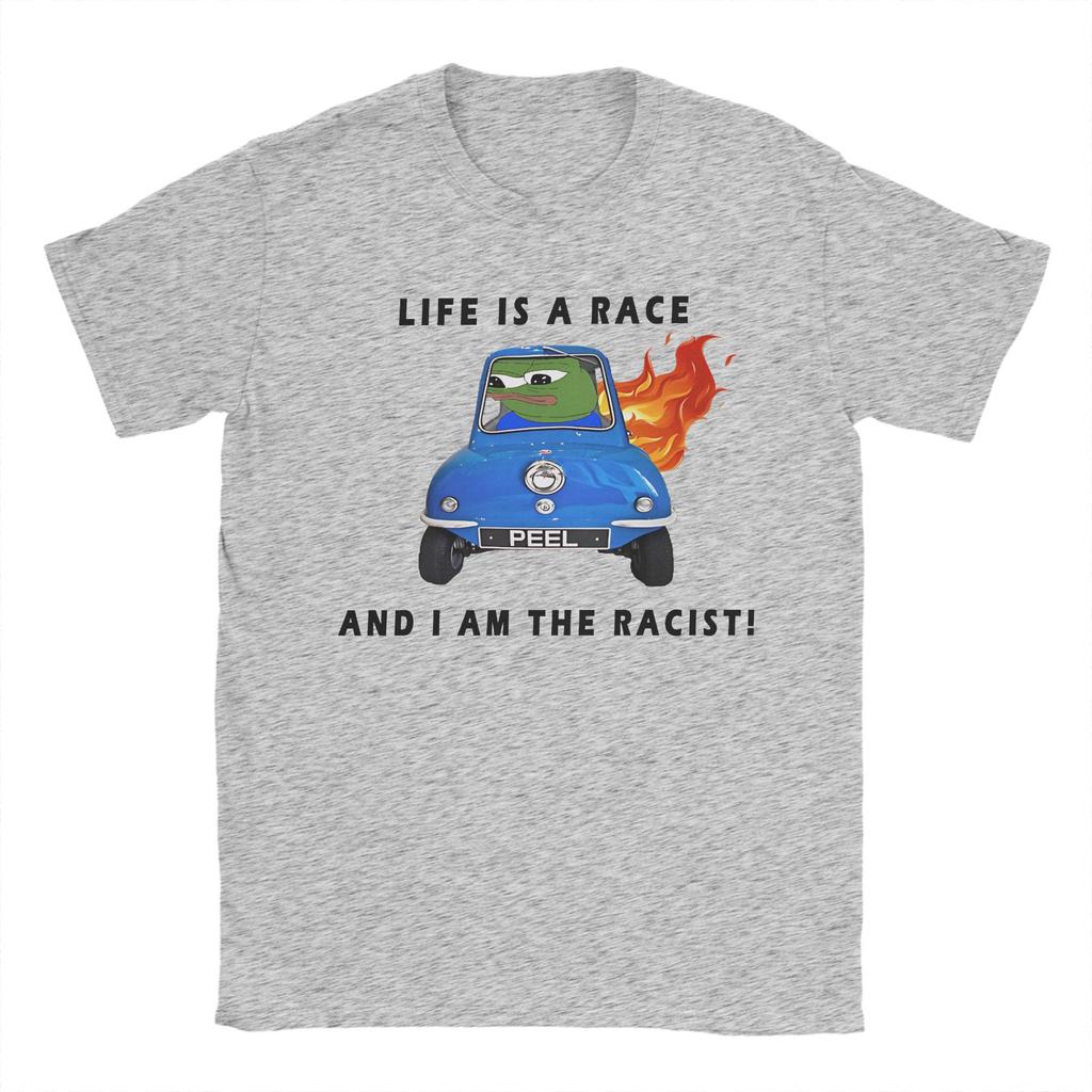 Herren Damen Bedrucktes Das Leben ist ein Rennen, und ich bin der rassistische Pepes der Frosch T-Shirt 100% Baumwolle Frosch Lustiges Meme T-Shirts Kleidung