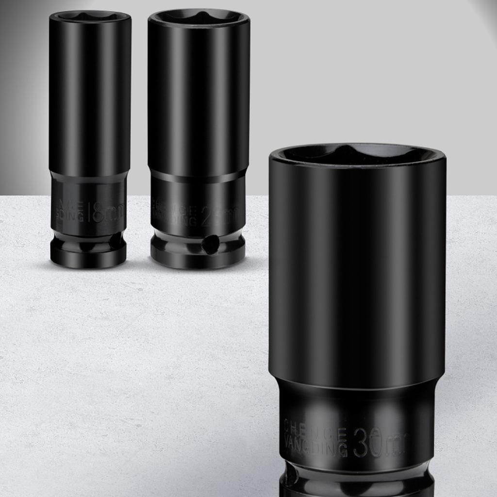 10/13Pcs Efficient 1/2" Drive Deep Impact Socket 6 Point for Efficient Screw Tightening Automotive and Furniture Repair