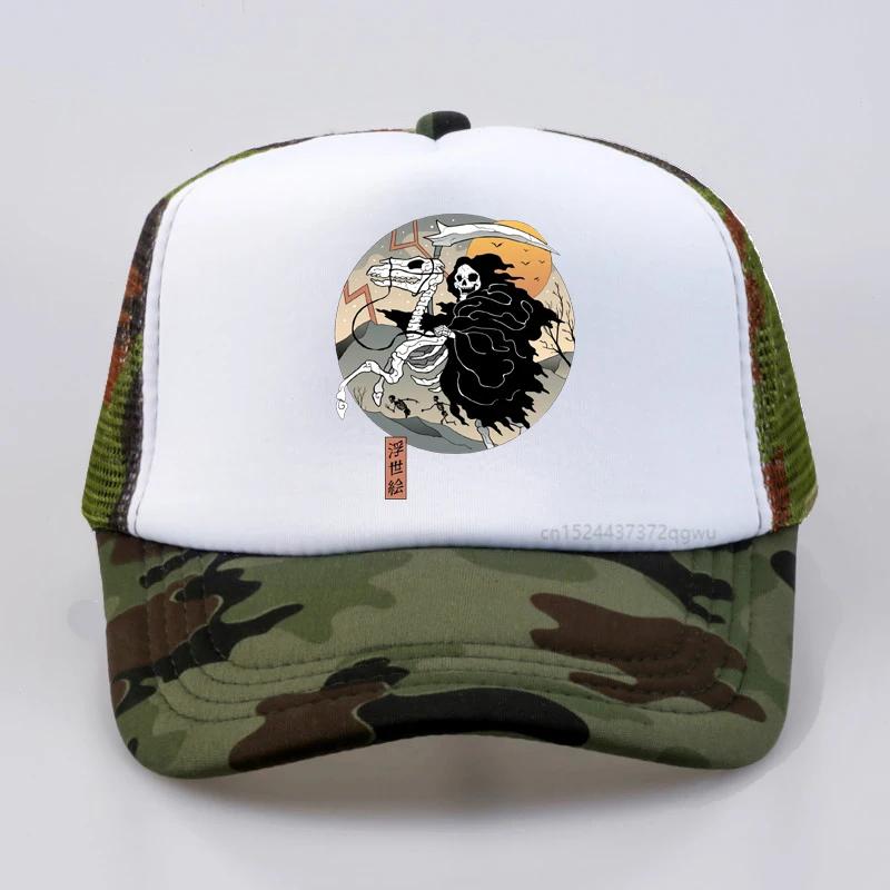 Japan samurai prin baseball hat Jurassic Samurai cap fashion casual mesh trucker hats Adjustable