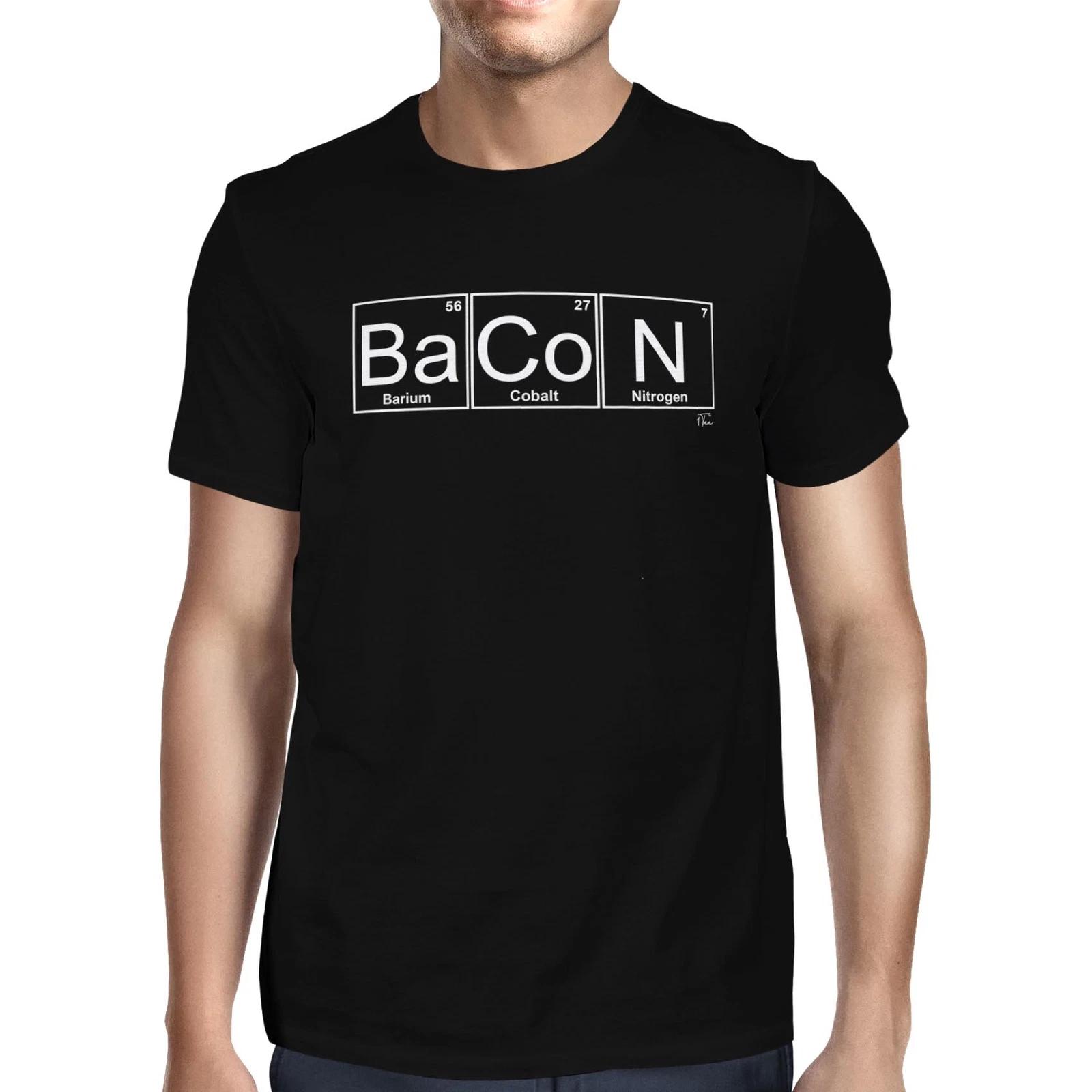 1Tee Mens Bacon Chemistry Element Periodic Table Science T-Shirt L