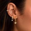 14K Gold Plated Stud Earrings for Women, Hypoallergenic Cartilage CZ Cross Star Earrings for Multiple Piercing Earrings Set