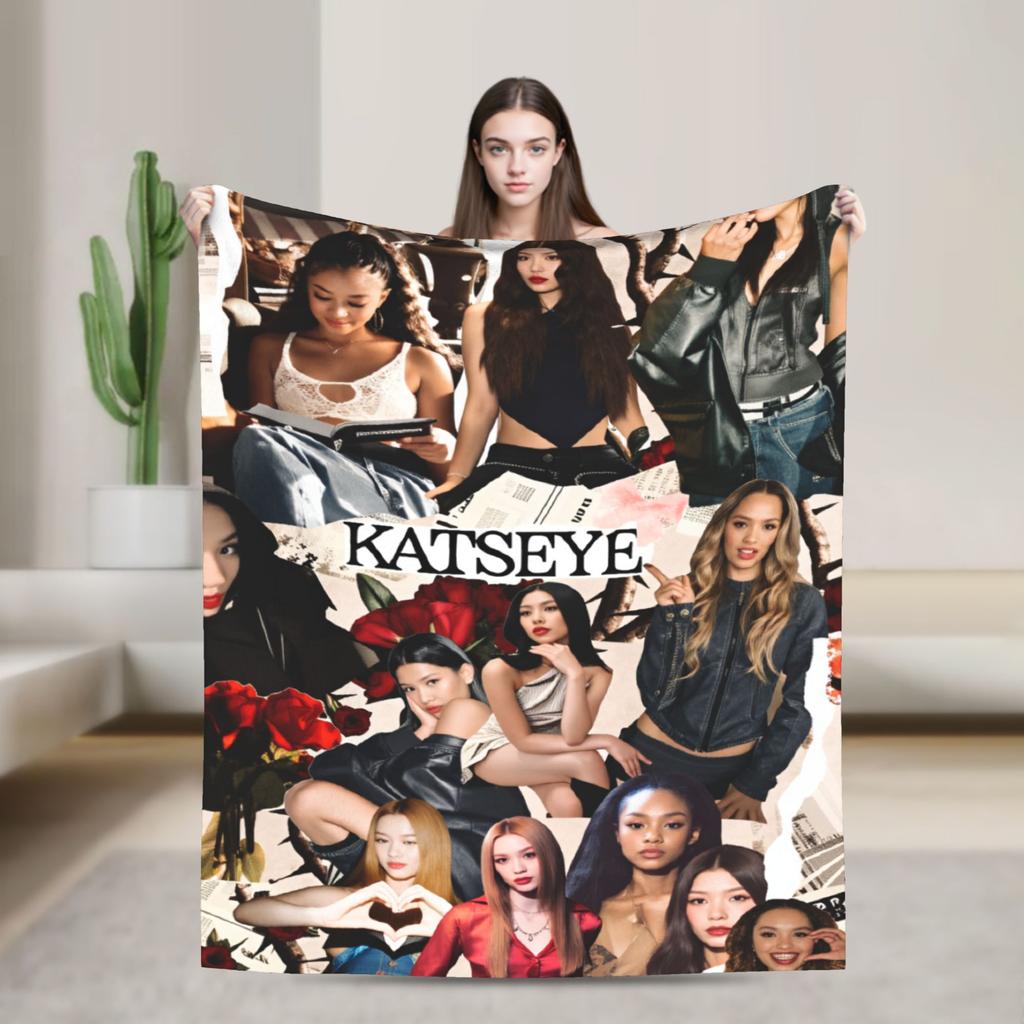 Katseye Kpop Girls Warm Blanket Child Plush Throw Blanket Print Couch Chair Flannel Bedspread Sofa Bed Cover